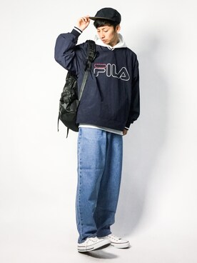 「FILA（フィラ）のアイテム（スウェット）」を使った、RENさん（メンズ・176cm）の春コーディネート