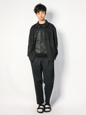 「真っ黒コーデ」｜「アイテム（ブルゾン）」を使った、RENさん（メンズ・176cm）の春コーディネート