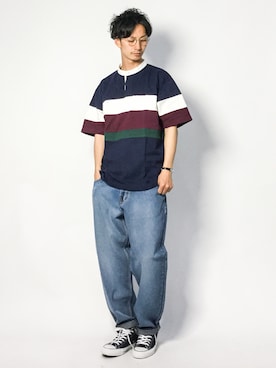 「GLOBAL WORK（グローバルワーク）のアイテム（ポロシャツ）」を使った、RENさん（メンズ・176cm）の夏コーディネート