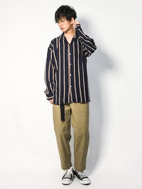 「BEN DAVIS（ベンデイビス）のアイテム（パンツ）」を使った、RENさん（メンズ・176cm）の夏コーディネート