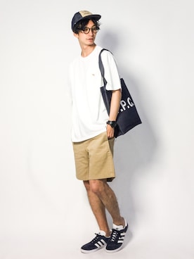 「Levi's（リーバイス）のアイテム（帽子）」を使った、RENさん（メンズ・176cm）の夏コーディネート
