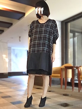「プリーツ」｜「アイテム（ブーティ）」を使った、fffさん（レディース・163cm）の秋コーディネート