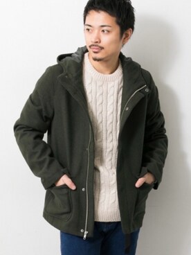 「クルーネック」｜「アイテム（その他アウター）」を使った、Yudai  Yorozuさん（メンズ・164cm）の冬コーディネート
