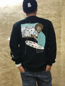 「RIPNDIP（リップンディップ）のアイテム（帽子）」を使った、chikwa126さん（メンズ・171cm）の秋コーディネート
