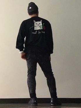 「RIPNDIP（リップンディップ）のアイテム（帽子）」を使った、chikwa126さん（メンズ・171cm）の秋コーディネート