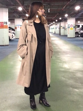 「ADAM ET ROPE'（アダムエロペ）のアイテム（トレンチコート）」を使った、YUKI●さん（レディース・154cm）の冬コーディネート
