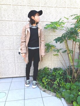 「BACK NUMBER（バックナンバー）のアイテム（トレンチコート）」を使った、🦔 akaneさん（レディース・149cm）の秋コーディネート