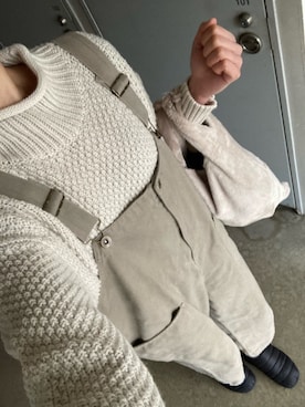 「お散歩」｜「アイテム（オールインワン・サロペット）」を使った、mokashidamoさん（レディース・169cm）の冬コーディネート