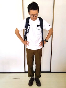 「RED KAP（レッドキャップ）のアイテム（スラックス）」を使った、naoyaさん（メンズ・168cm）の夏コーディネート