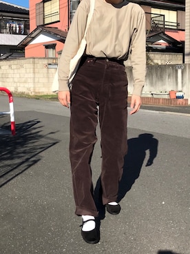 「カンフーシューズ」｜はるさめさん（レディース・169cm）の秋コーディネート