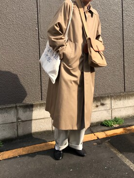「LENO（リノ）のアイテム（ステンカラーコート）」を使った、はるさめさん（レディース・169cm）の秋コーディネート