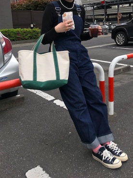「LENO（リノ）のアイテム（サロペット/オーバーオール）」を使った、はるさめさん（レディース・169cm）の春コーディネート
