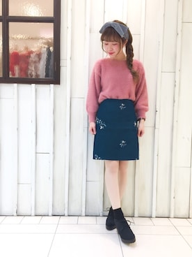 「刺繍」｜「アイテム（ブーティ）」を使った、erina 🌿さん（レディース・153cm）の冬コーディネート
