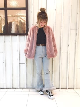 「archives（アルシーヴ）のアイテム（ノーカラージャケット）」を使った、erina 🌿さん（レディース・153cm）の冬コーディネート