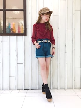 「archives（アルシーヴ）のアイテム（キャスケット）」を使った、erina 🌿さん（レディース・153cm）の夏コーディネート