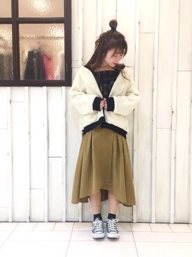 erina 🌿さんの「リブ使いリバーシブルボアブルゾン」を使ったコーディネート