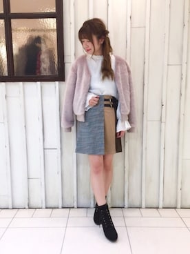 「archives（アルシーヴ）のアイテム（ノーカラージャケット）」を使った、erina 🌿さん（レディース・153cm）の冬コーディネート