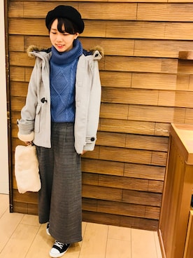 「グレンチェック」｜「アイテム（ダッフルコート）」を使った、harunaさん（レディース・162cm）の秋コーディネート