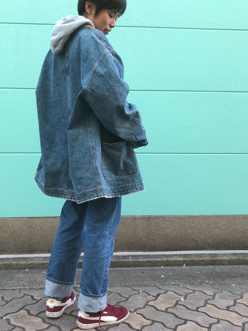 「オトナカジュアル、ootd、おしゃれさんと繋がりたい、冬コーデ、ストリート服が好き、オーバーサイズ、メンズライク」｜「Leeの90s   303レギュラースリム【ユニセックス】（デニムパンツ、ブルー系）」を使った、nonさん（レディース・164cm）の秋コーディネートの1枚目の写真