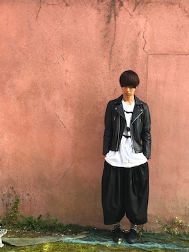 「MR.OLIVE（ミスターオリーブ）のアイテム（ライダースジャケット）」を使った、なかさん（メンズ・176cm）の秋コーディネート