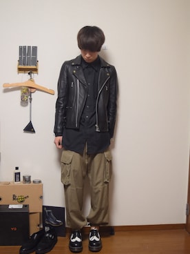 「MR.OLIVE（ミスターオリーブ）のアイテム（ライダースジャケット）」を使った、なかさん（メンズ・176cm）の冬コーディネート
