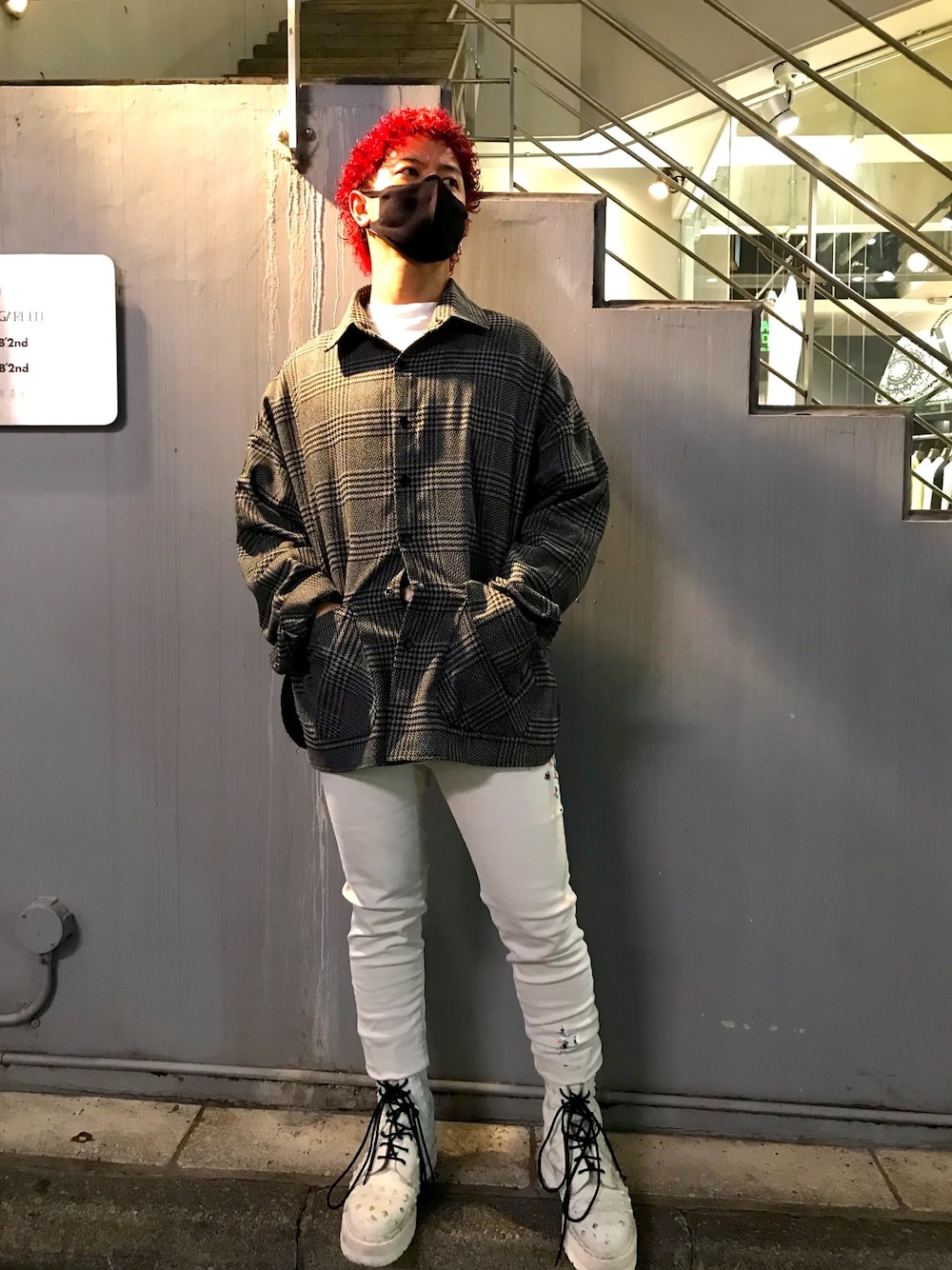 「surt、LUSOR、今日のコーデ、春コーデ、ootd」｜「LUSORのLUSOR（ルーソル）ポケットチェックシャツ（シャツ/ブラウス、ブラック系）」を使った、POWERさん（メンズ・172cm）の冬コーディネートの1枚目の写真