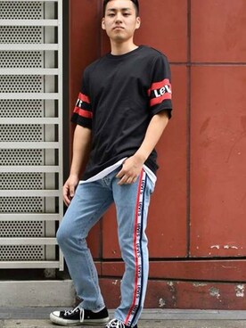 「501(R)T（ゴーマルイチティー）のアイテム」を使った、リーバイス STAFF MENさん（メンズ・165cm）の夏コーディネート