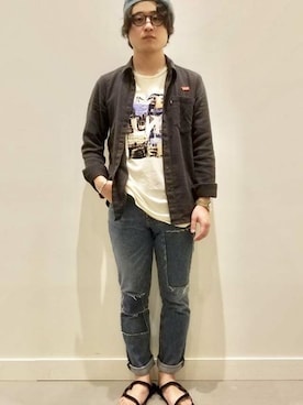 「LINE8（ラインエイト）のアイテム」を使った、リーバイス STAFF MENさん（メンズ・170cm）の秋コーディネート