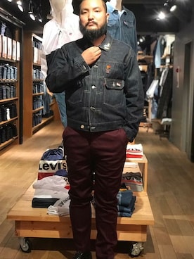「LEVI'S VINTAGE CLOTHING（リーバイスビンテージクロージング）のアイテム（デニムジャケット）」を使った、リーバイス STAFF MENさん（メンズ・183cm）の秋コーディネート