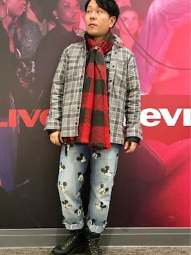 「LINE8（ラインエイト）のアイテム」を使った、リーバイス STAFF MENさん（メンズ・170cm）の冬コーディネート