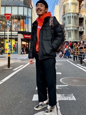 「Levi's（リーバイス）のアイテム（ダウンジャケット/コート）」を使った、リーバイス STAFF MENさん（メンズ・168cm）の冬コーディネート