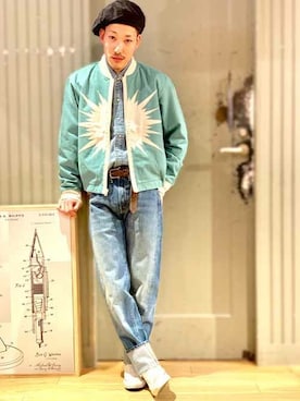 「Levi's（リーバイス）のアイテム（スタジャン）」を使った、リーバイス STAFF MENさん（メンズ・165cm）の春コーディネート