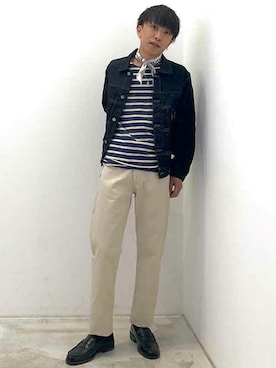 「マリン」｜「アイテム（デニムジャケット）」を使った、リーバイス STAFF MENさん（メンズ・162cm）の夏コーディネート