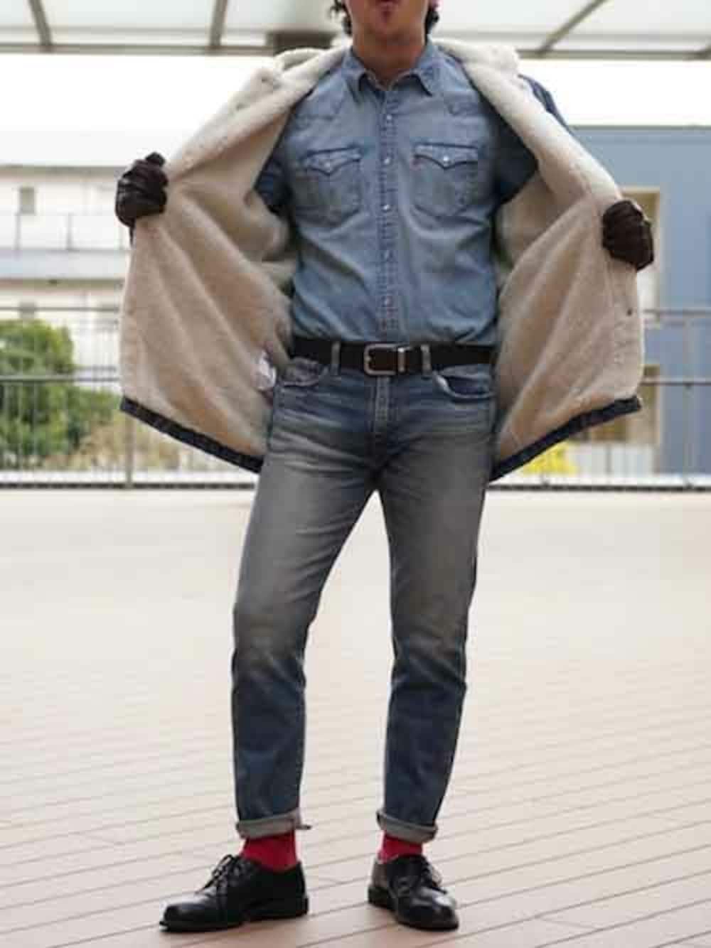 Levi's（リーバイス）の「フード付きロングデニムボアジャケット