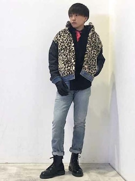 「リバーシブル」｜「アイテム（デニムジャケット）」を使った、リーバイス STAFF MENさん（メンズ・165cm）の冬コーディネート
