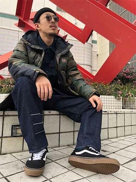 「Levi's（リーバイス）のアイテム（ダウンジャケット/コート）」を使った、リーバイス STAFF MENさん（メンズ・180cm）の冬コーディネート