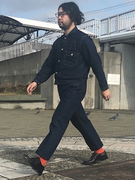 「LEVI'S VINTAGE CLOTHING（リーバイスビンテージクロージング）のアイテム（デニムジャケット）」を使った、リーバイス STAFF MENさん（メンズ・174cm）の冬コーディネート