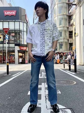 「517」｜リーバイス STAFF MENさん（メンズ・172cm）の夏コーディネート