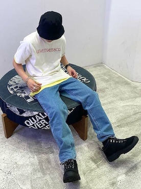 「Levi's（リーバイス）のアイテム（帽子）」を使った、リーバイス STAFF MENさん（メンズ・168cm）の夏コーディネート