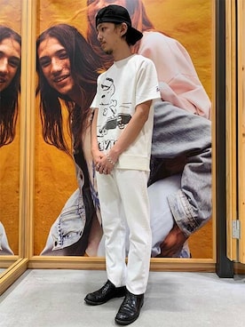 「スヌーピー」｜リーバイス STAFF MENさん（メンズ・172cm）の夏コーディネート