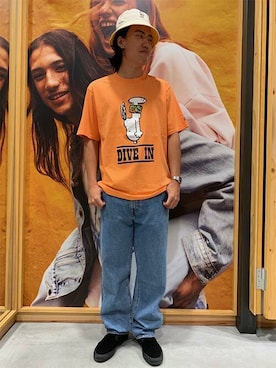 「Levi's（リーバイス）のアイテム（帽子）」を使った、リーバイス STAFF MENさん（メンズ・178cm）の夏コーディネート