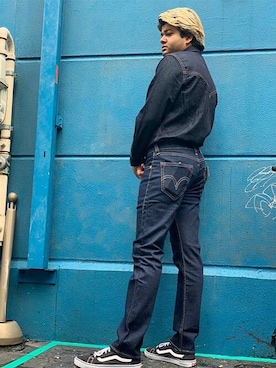「デニム オン デニム」｜リーバイス STAFF MENさん（メンズ・181cm）の秋コーディネート