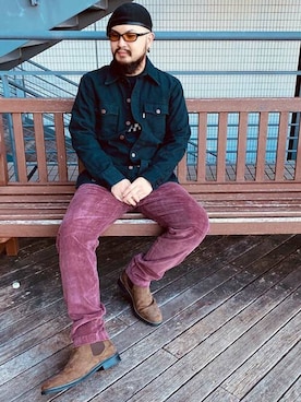 「アイテム（チノパンツ、レッド系）」を使った、リーバイス STAFF MENさん（メンズ・173cm）の秋コーディネート