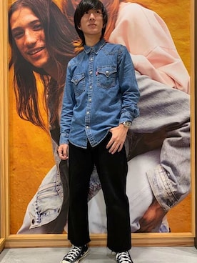 「550」｜リーバイス STAFF MENさん（メンズ・172cm）の秋コーディネート