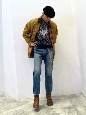 「Levi's」｜「アイテム（チェスターコート）」を使った、リーバイス STAFF MENさん（メンズ・180cm）の秋コーディネート