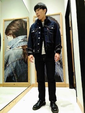 「Levi's（リーバイス）のアイテム（ノーカラージャケット）」を使った、リーバイス STAFF MENさん（メンズ・172cm）の冬コーディネート
