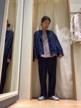 「Samansa Mos2 blue」｜「アイテム（バレエシューズ）」を使った、イヌヅカさん（レディース・154cm）の冬コーディネート