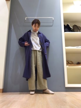 「Samansa Mos2 blue（サマンサモスモスブルー）のアイテム（ステンカラーコート）」を使った、イヌヅカさん（レディース・154cm）の春コーディネート
