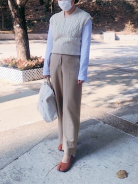 「URBAN RESEARCH（アーバンリサーチ）のTRAVEL COUTURE by LOWERCASE　キャンバストートバッグM（トートバッグ）」を使った、kaさん（レディース・160cm）の冬コーディネート