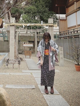 「kimono」｜「アイテム（シューズ）」を使った、minamiemiさん（レディース・168cm）の冬コーディネート